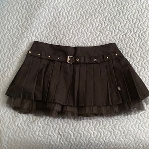 Vintage royal bones pleated mini skirt with tulle